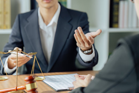 Lawyer, legal advisor, businessperson explaining agreement details Business contractsの写真素材