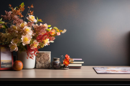 Topview office desk decorate autumn theme. Generative AIの素材