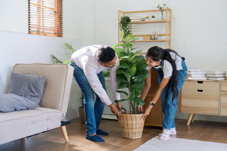 Married couple moving in new property bought together on mortgage loanの写真素材