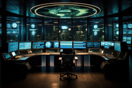 Financial Data Analysts. Monitoring Room with Finance Specialists Sit in Front of Computers. Generative AIの素材