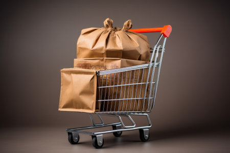 Shopping cart, Sale on black friday concept. Generative AIの素材
