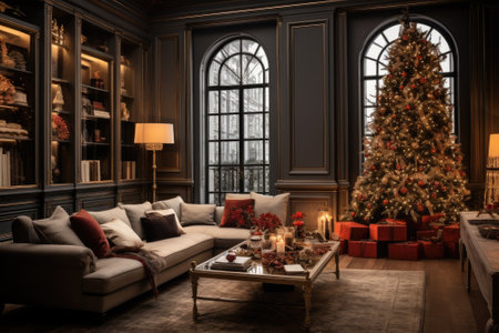 Living room decorate with Christmas festival. Generative AIの素材
