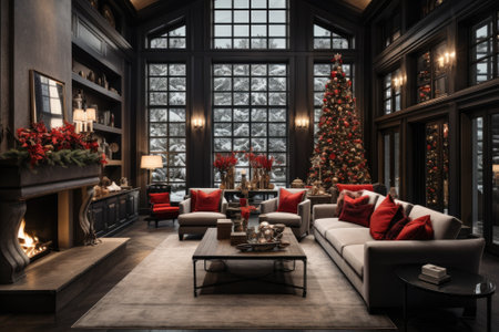 Living room decorate with Christmas festival. Generative AIの素材