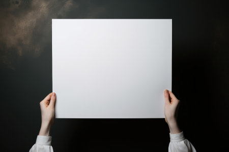 Hand holding a blank paper with isolate background. Generative AIの素材