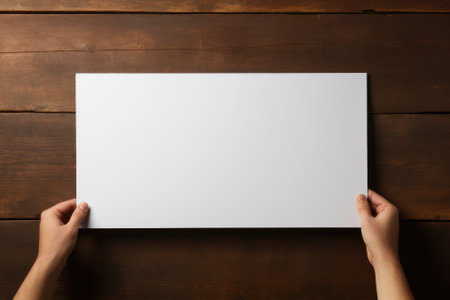 Hand holding a blank paper with isolate background. Generative AIの素材
