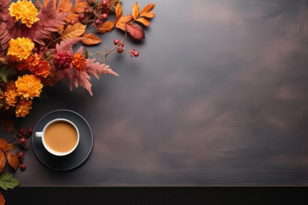 Topview office desk decorate autumn theme. Generative AIの素材