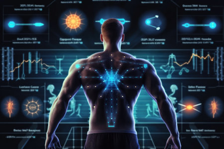 Strength training people in sport. Modern technology in sport science concept. Generative AIの素材