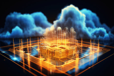 Cloud computing transfer big data on internet. futuristic digital technology .Generative AIの素材