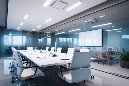 Empty office, no people in meeting room. Generative AIの素材