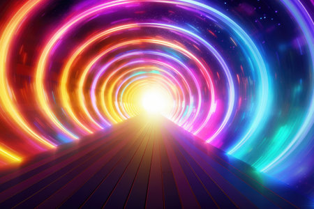 Abstract futuristic background Data light Transfer. technology concept. Futuristic cyberspace background. Generative AIの素材