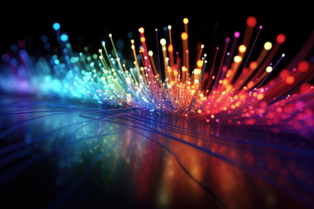 Fiber optic light transfer futuristic background. Cyberspace and background. Generative AIの素材