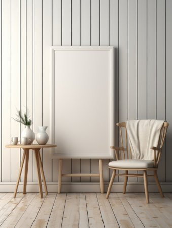 Mock up poster blank frame in wooden house. Generative AIの素材