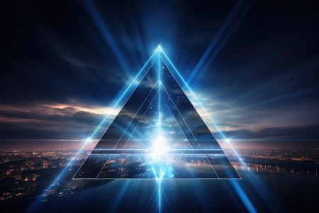 Futuristic technology background, Triangle Geometric. Generative AIの素材