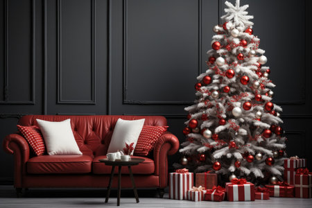 Living room decorate with Christmas theme. Christmas Holiday concept. Generative AIの素材