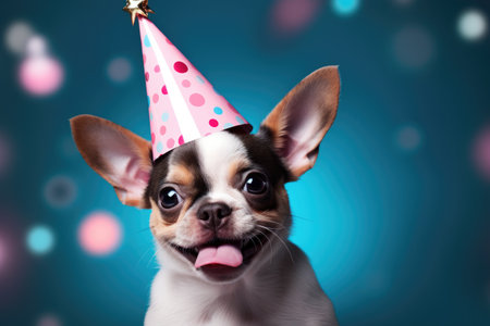 A Happy Dog in new year party festival. Generative AIの素材