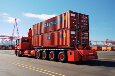 Containers Cargo Ship at logistic hub. Generative AIの素材