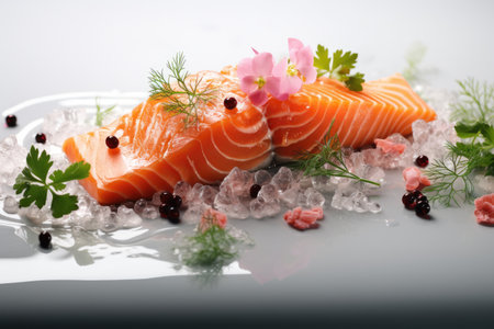 Salmon nigiri sushi on the black background. Generative AIの素材