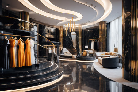 Luxury Shopping mall decorate with Christmas festival theme. Generative AIの素材