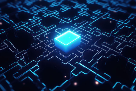 Block Chain and cyber security concept. Futuristic technology background. Generative AIの素材