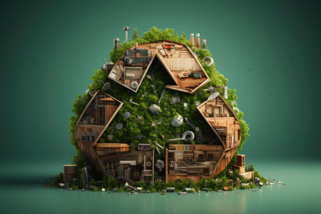 Cute Recycle Character. Global Sustainability concept. Generative AIの素材