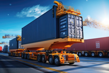 Containers Cargo Ship at logistic hub. Generative AIの素材