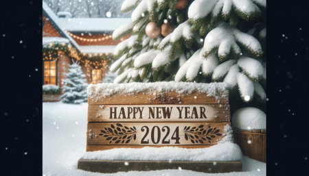 2024 Happy New Year, Greeting Card. Generative AIの素材