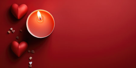 Valentine Background decorate with heart and candle. Generative AIの素材