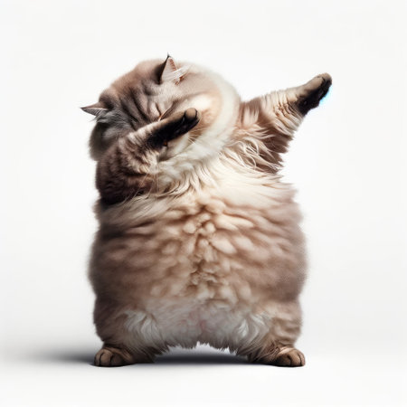Cute chubby cat dab dance, Generative AIの素材