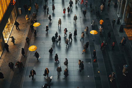 Crowd people in rush hour on a cross street. Generative AIの素材