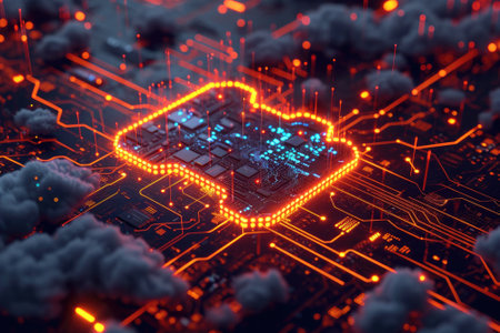 Big data transfer on Cloud internet network. Futuristic technology background. Generative AIの素材