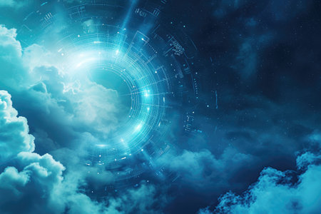 Big data transfer on Cloud internet network. Futuristic technology background. Generative AIの素材