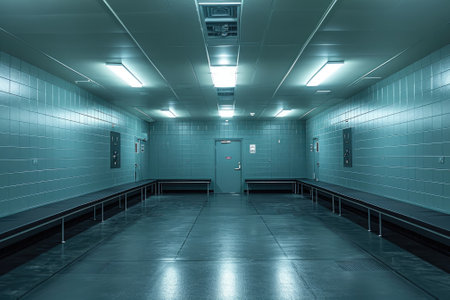 Locker room at a professional sports stadium, Generative AIの素材