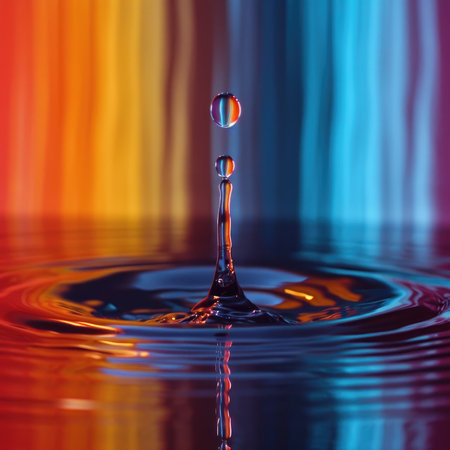 Abstract Dripped water with colourful background. Generative AIの素材