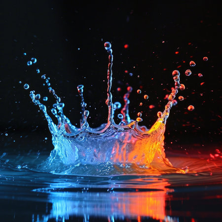 Abstract Dripped water with colourful background. Generative AIの素材