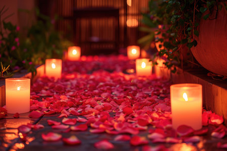 Rose Petals Pathway. Romantic background. Generative AIの素材
