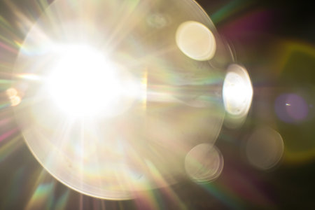 Lens flare, Shining sun glare rays. Background Generative AIの素材