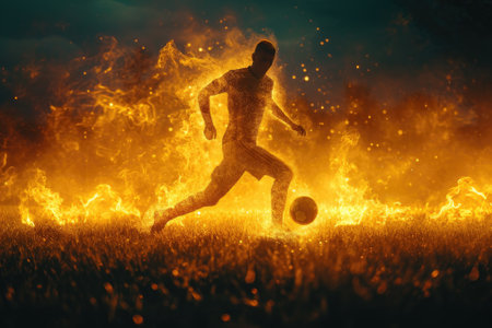 Football or Soccer player at championship match. Generative AIの素材