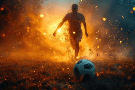 Football or Soccer player at championship match. Generative AIの素材