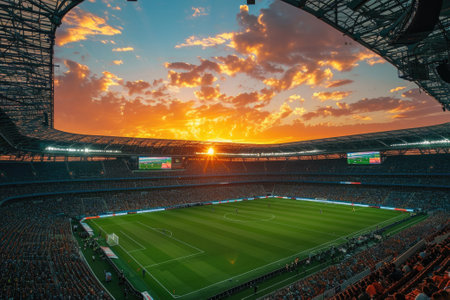 Soccer fan or football fan at cheering while winning match. Generative AIの素材