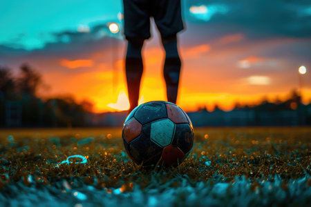 Football or Soccer player at championship match. Generative AIの素材