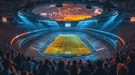 Soccer fan or football fan at cheering while winning match. Generative AIの素材