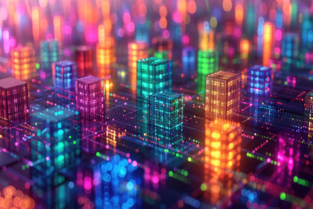 Abstract Colourful Background, Data Transfer on cloud internet concept. Generative AIの素材