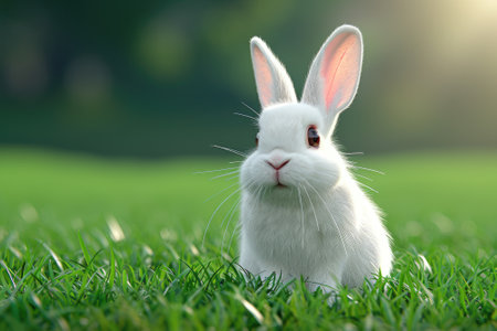 Easter egg on green field. background Generative AIの素材