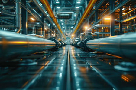 Oil pipeline and gas pipeline of oil refining and the movement of oil and gas. Generative AIの素材