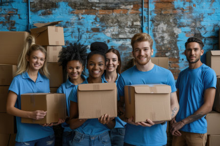 Group of Volunteer people having donate. Generative AIの素材