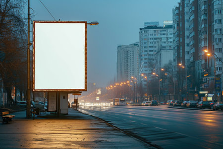 Mockup Hanging banner on street background. Advertising concept. Generative AIの素材