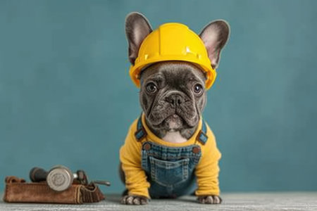 Cute Dog in the wearable style. Generative AIの素材