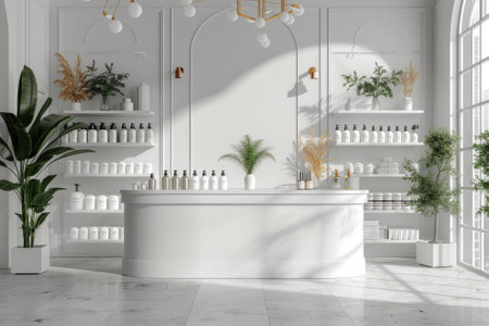 Mock up cosmetics counter. Background Generative AIの素材