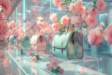 Bag display and luxury designer. Generative AIの素材