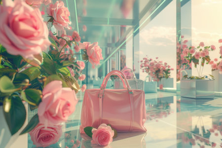 Bag display and luxury designer. Generative AIの素材